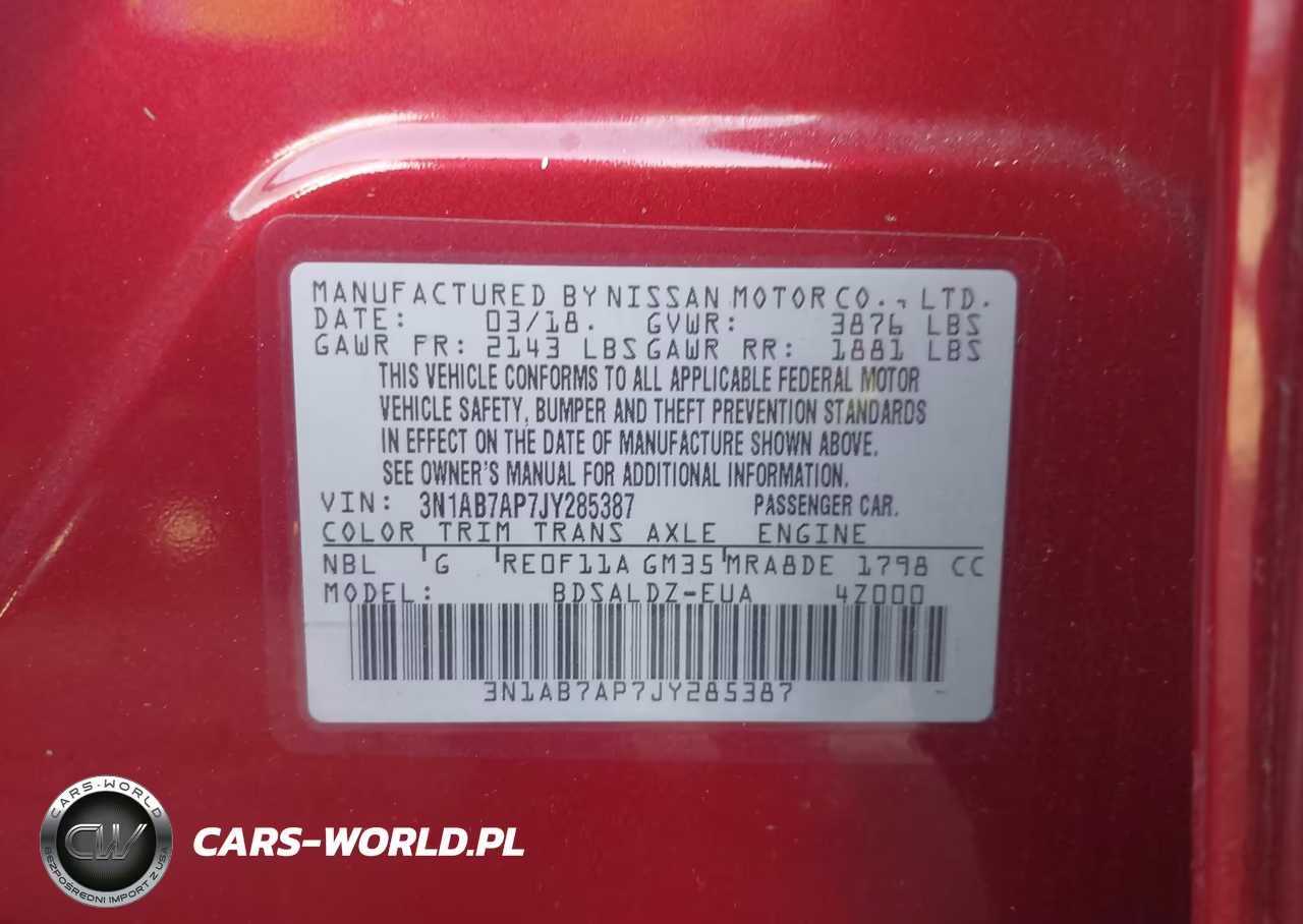 2018 Nissan Sentra Sv VIN:3N1AB7AP7JY285387 - 9