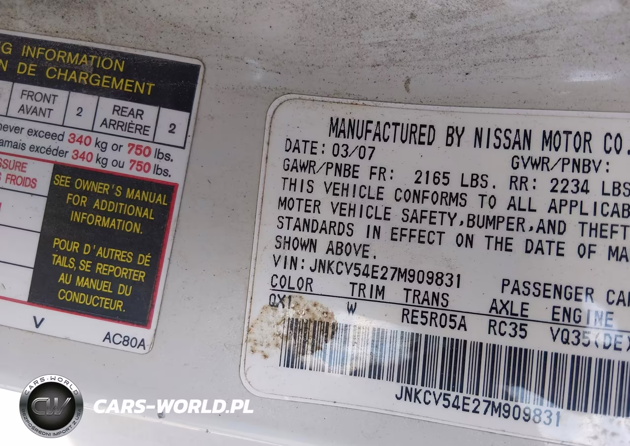 2007 Infiniti G35 VIN:JNKCV54E27M909831 - 9