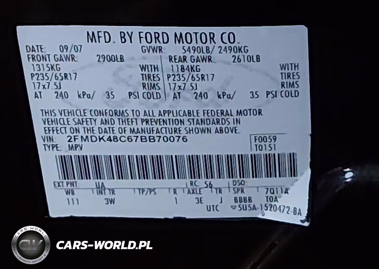 2007 Ford Edge Sel VIN:2FMDK48C67BB70076 - 9