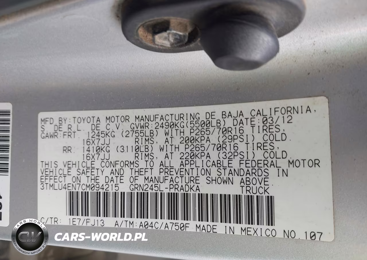 2012 Toyota Tacoma Double Cab VIN:3TMLU4EN7CM094215 - 9