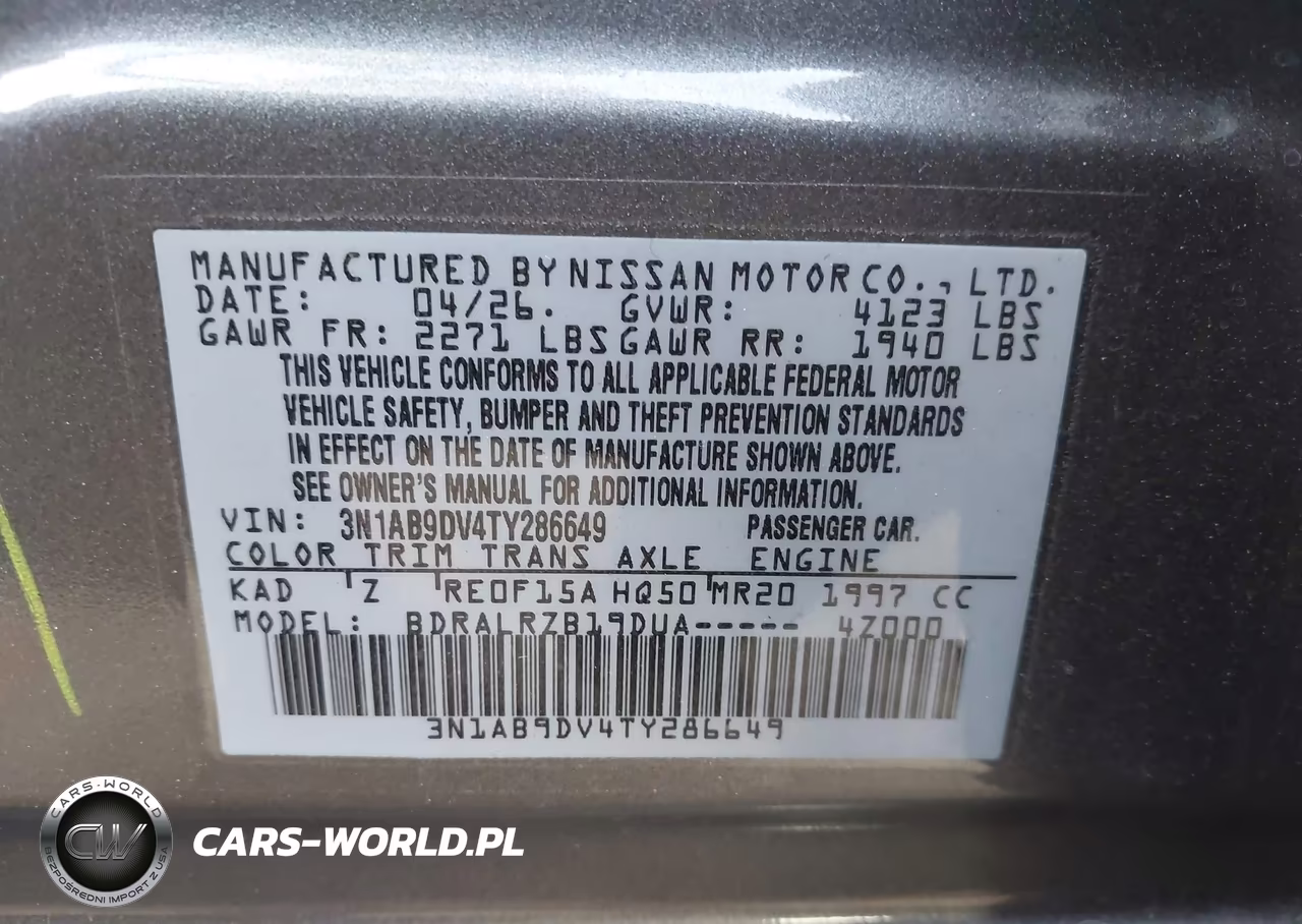 2026 Nissan Sentra Sr VIN:3N1AB9DV4TY286649 - 9