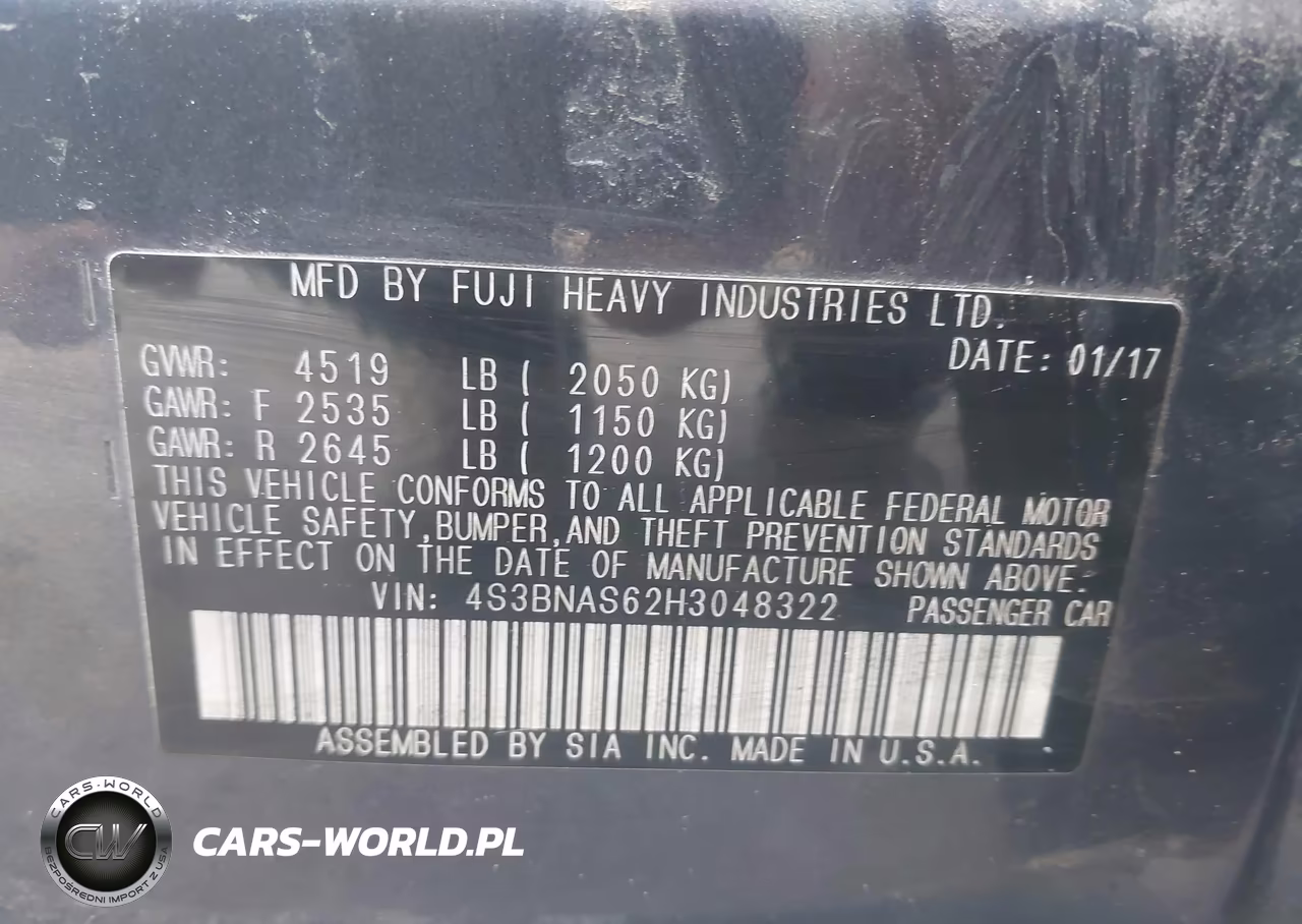 2017 Subaru Legacy 2.5I Sport VIN:4S3BNAS62H3048322 - 9