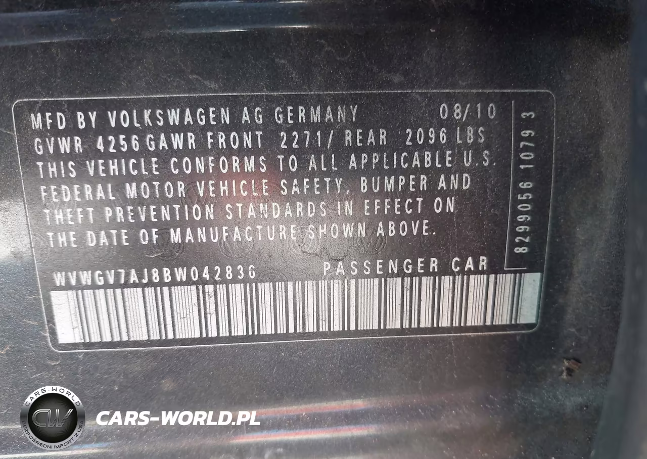 2011 Volkswagen Gti 4-Door VIN:WVWGV7AJ8BW042836 - 9