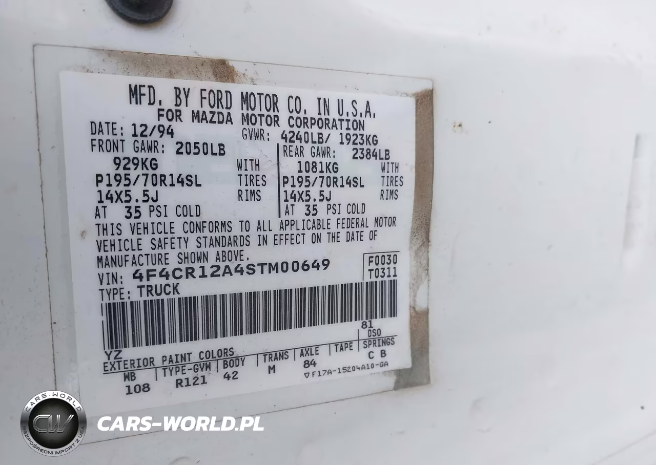 1995 Mazda B2300 VIN:4F4CR12A4STM00649 - 9