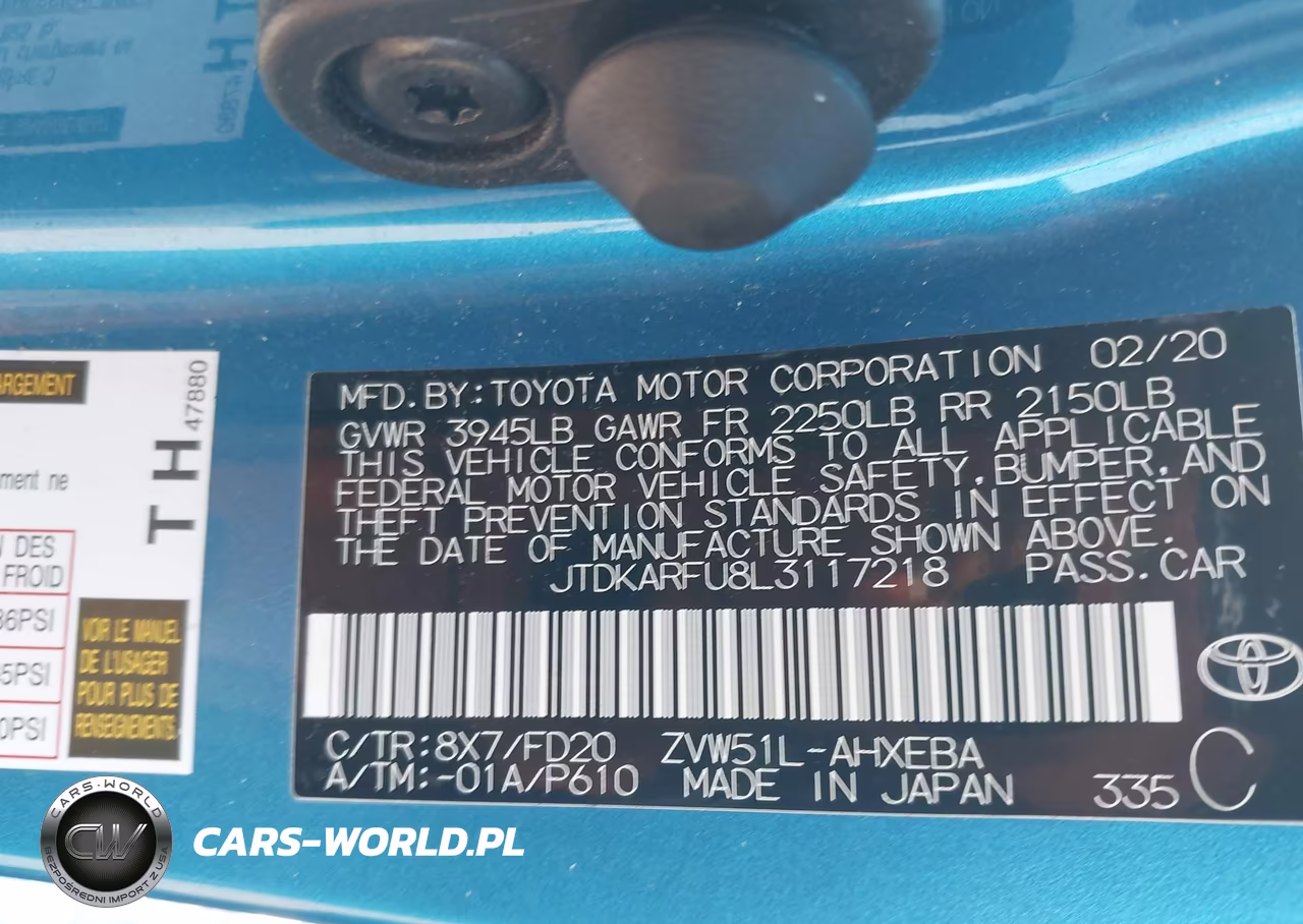 2020 Toyota Prius Le VIN:JTDKARFU8L3117218 - 9