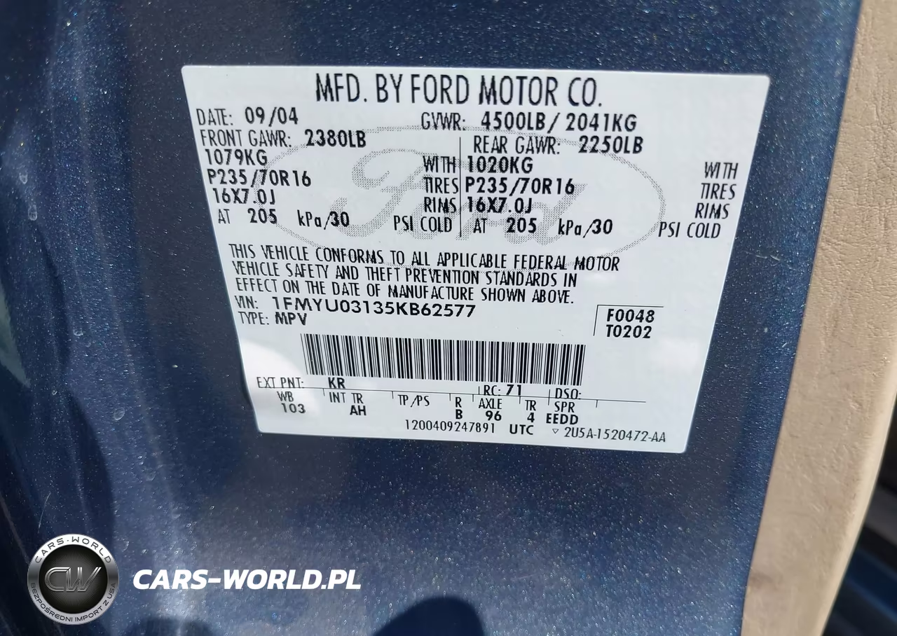 2005 Ford Escape Xlt VIN:1FMYU03135KB62577 - 9