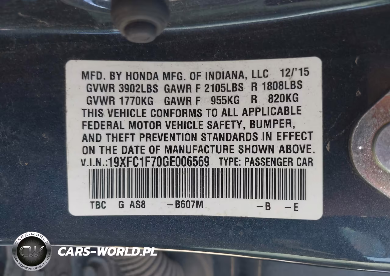 2016 Honda Civic Ex-L VIN:19XFC1F70GE006569 - 9