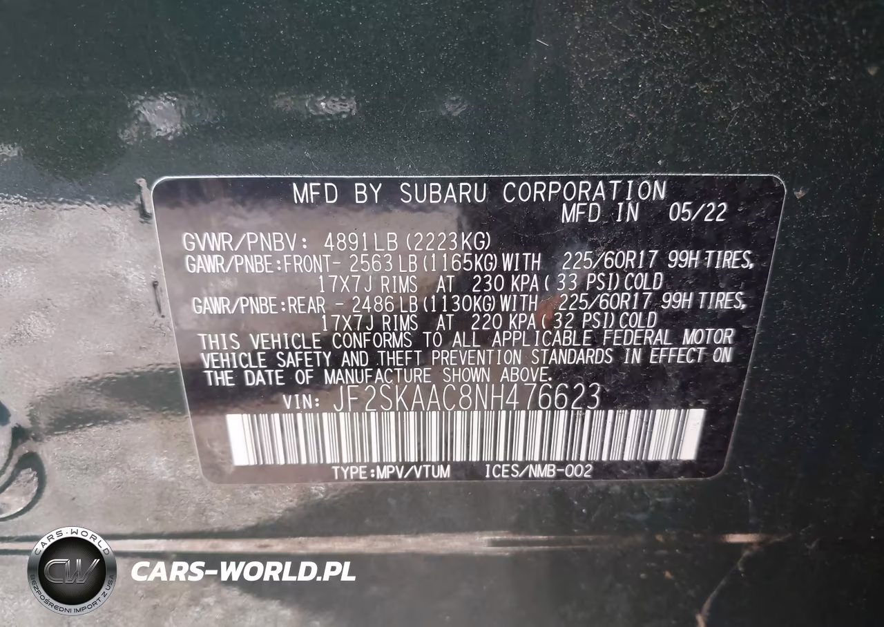 2022 Subaru Forester VIN:JF2SKAAC8NH476623 - 9