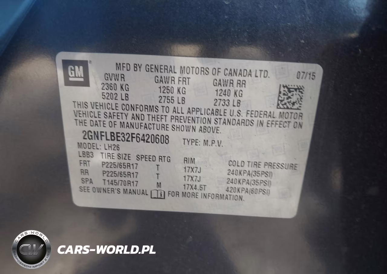 2015 Chevrolet Equinox 1Lt VIN:2GNFLBE32F6420608 - 9