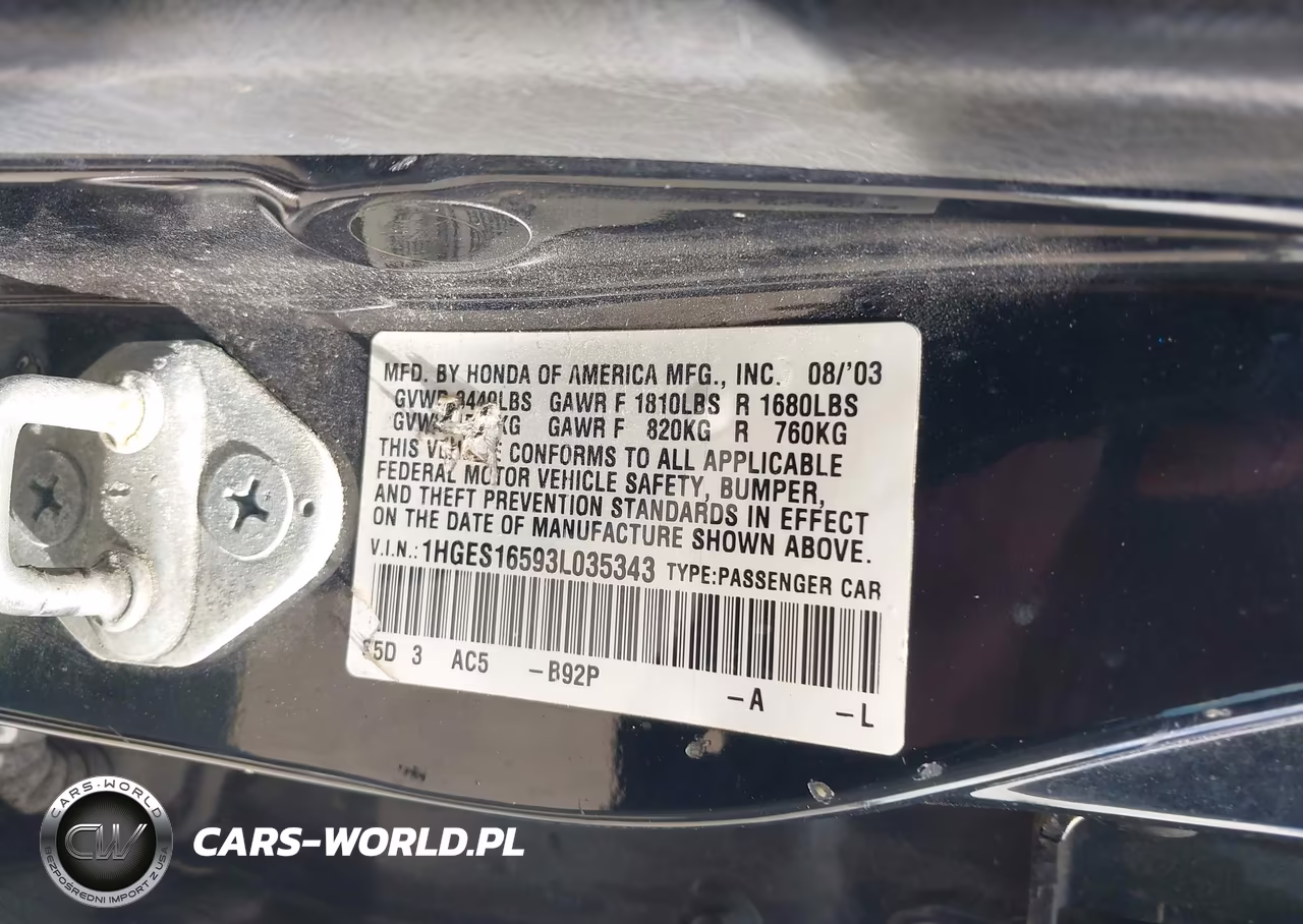 2003 Honda Civic Lx VIN:1HGES16593L035343 - 9