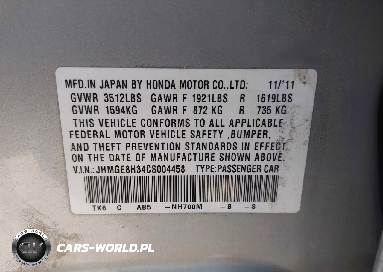 2012 Honda Fit VIN:JHMGE8H34CS004458 - 9