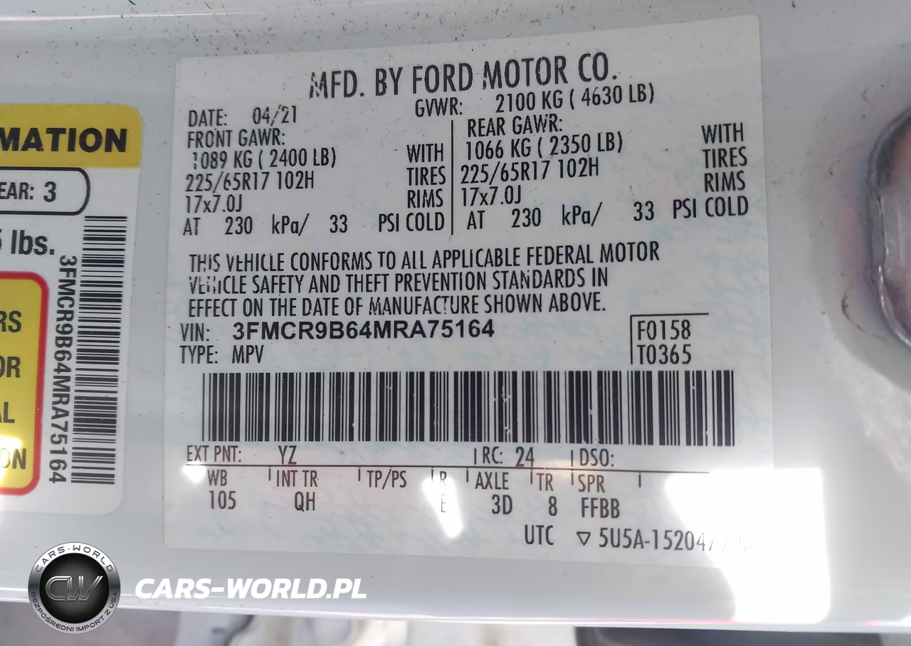 2021 Ford Bronco Sport Big Bend VIN:3FMCR9B64MRA75164 - 9