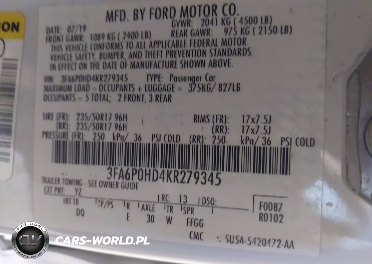 2019 Ford Fusion Se VIN:3FA6P0HD4KR279345 - 9