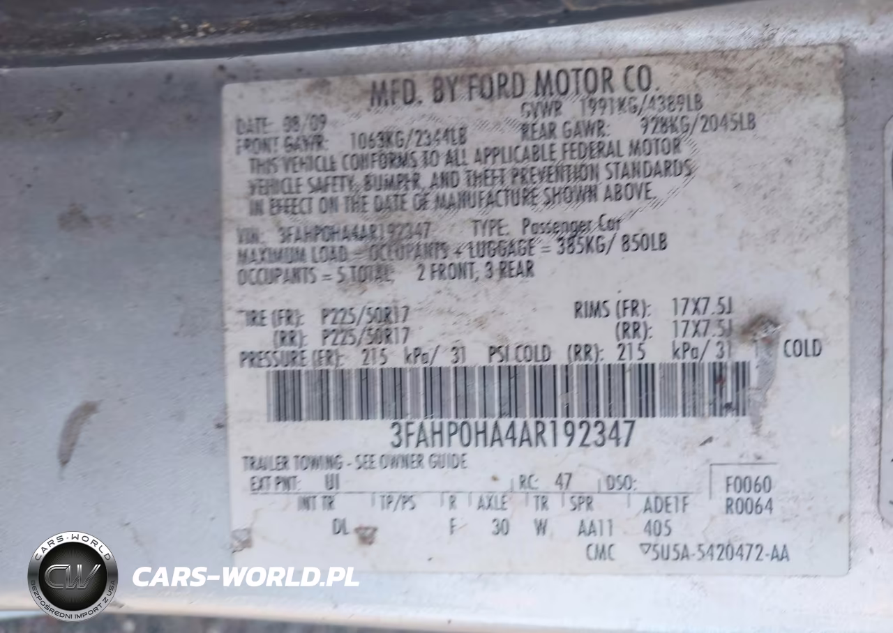 2010 Ford Fusion Se VIN:3FAHP0HA4AR192347 - 9