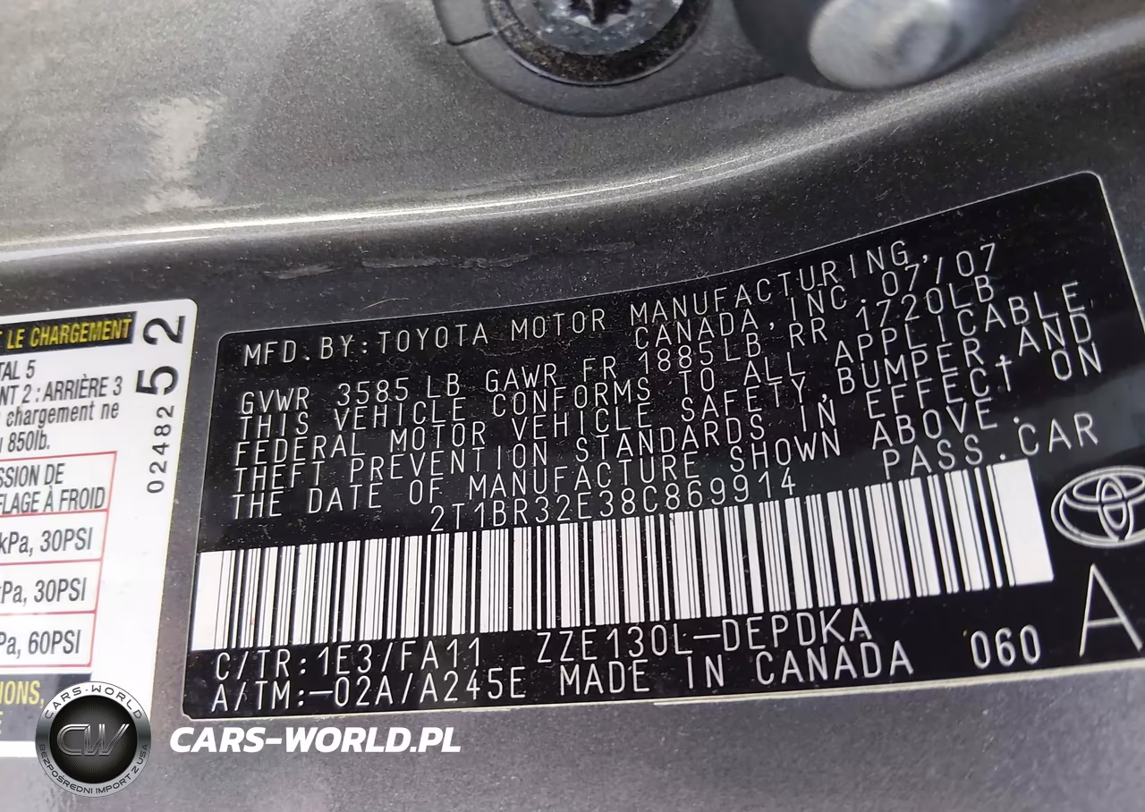 2008 Toyota Corolla Ce VIN:2T1BR32E38C869914 - 9