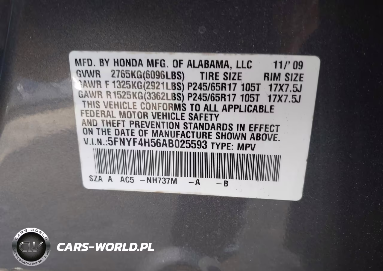 2010 Honda Pilot Ex-L VIN:5FNYF4H56AB025593 - 9