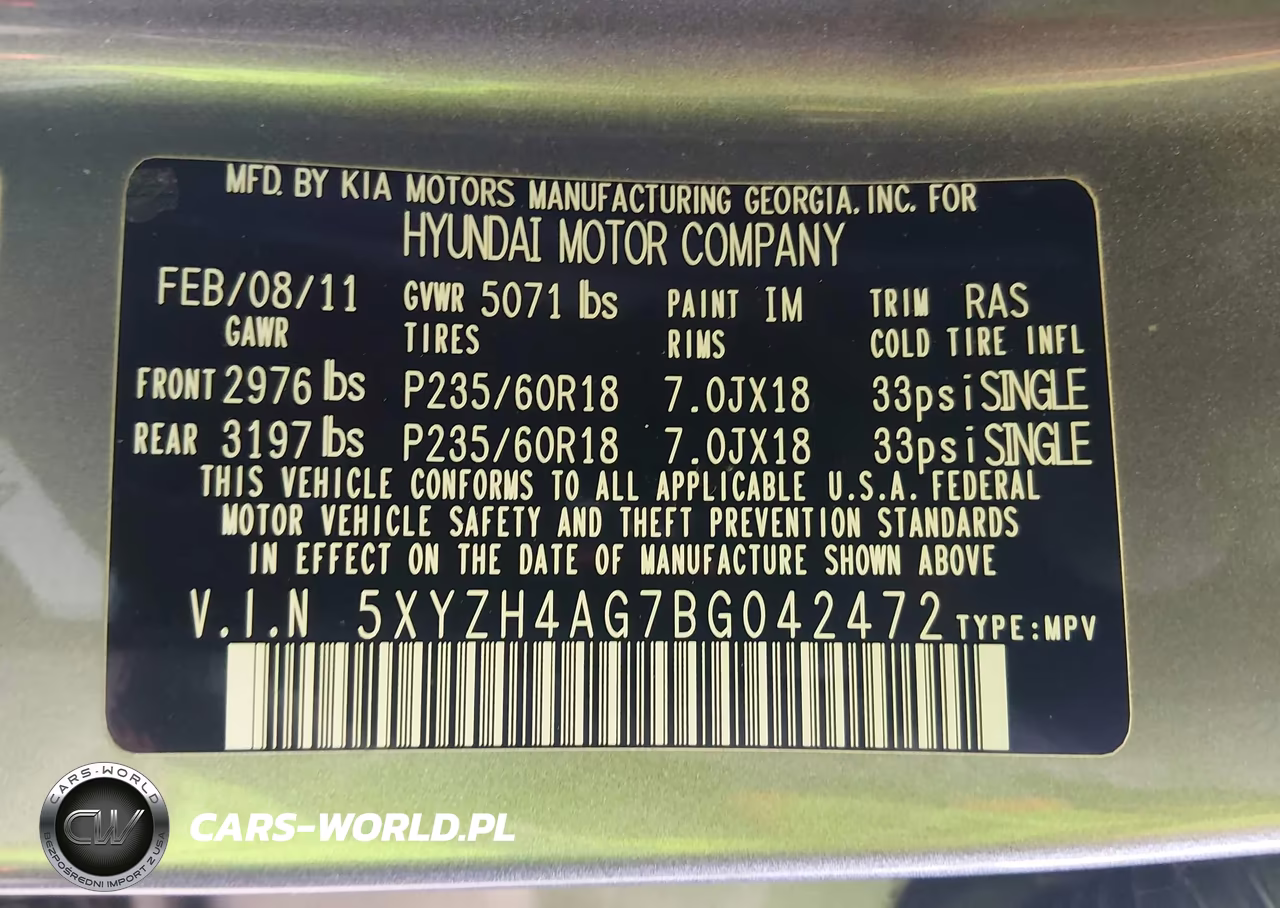 2011 Hyundai Santa Fe Se VIN:5XYZH4AG7BG042472 - 9