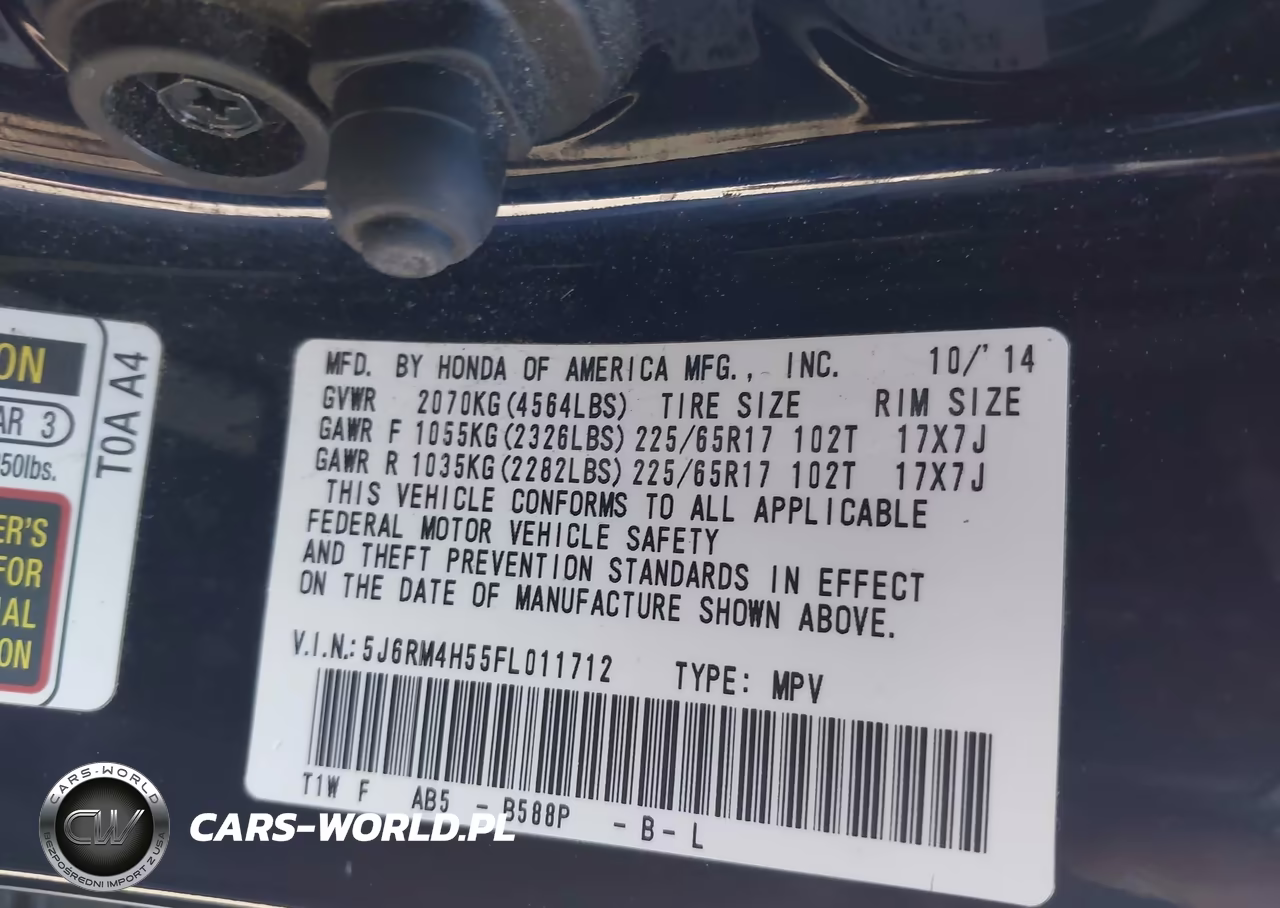 2015 Honda Cr-V Ex VIN:5J6RM4H55FL011712 - 9