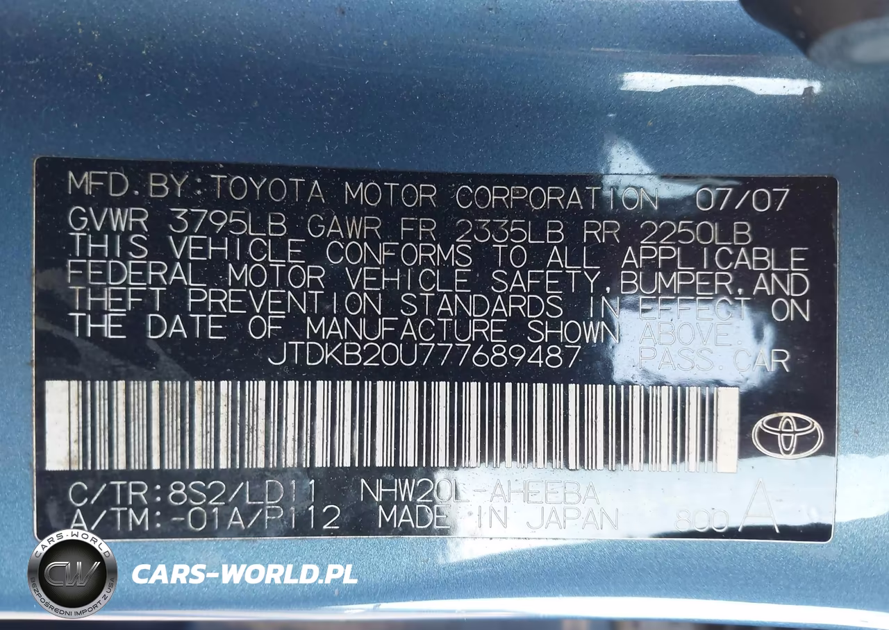 2007 Toyota Prius Touring VIN:JTDKB20U777689487 - 9