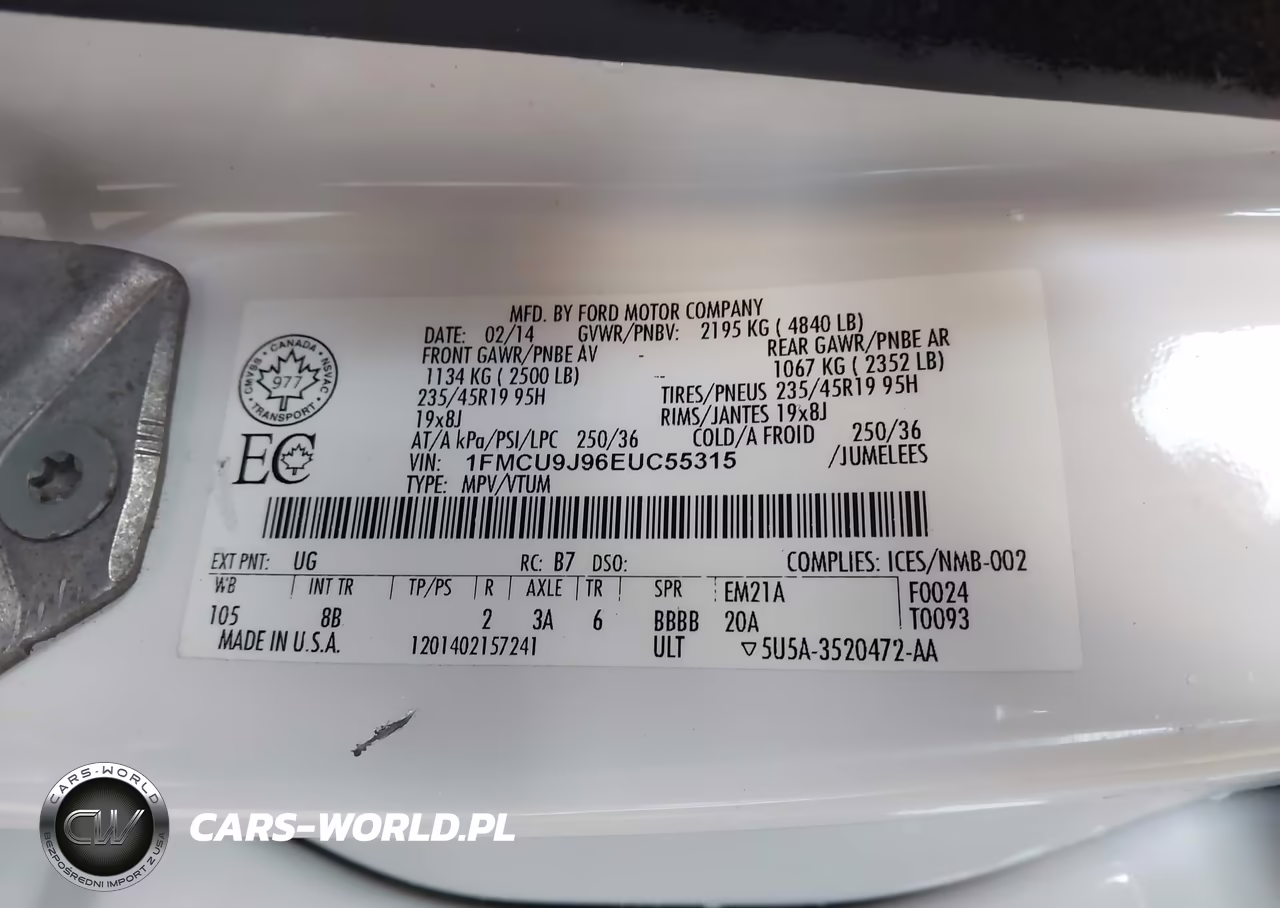 2014 Ford Escape Titanium VIN:1FMCU9J96EUC55315 - 9