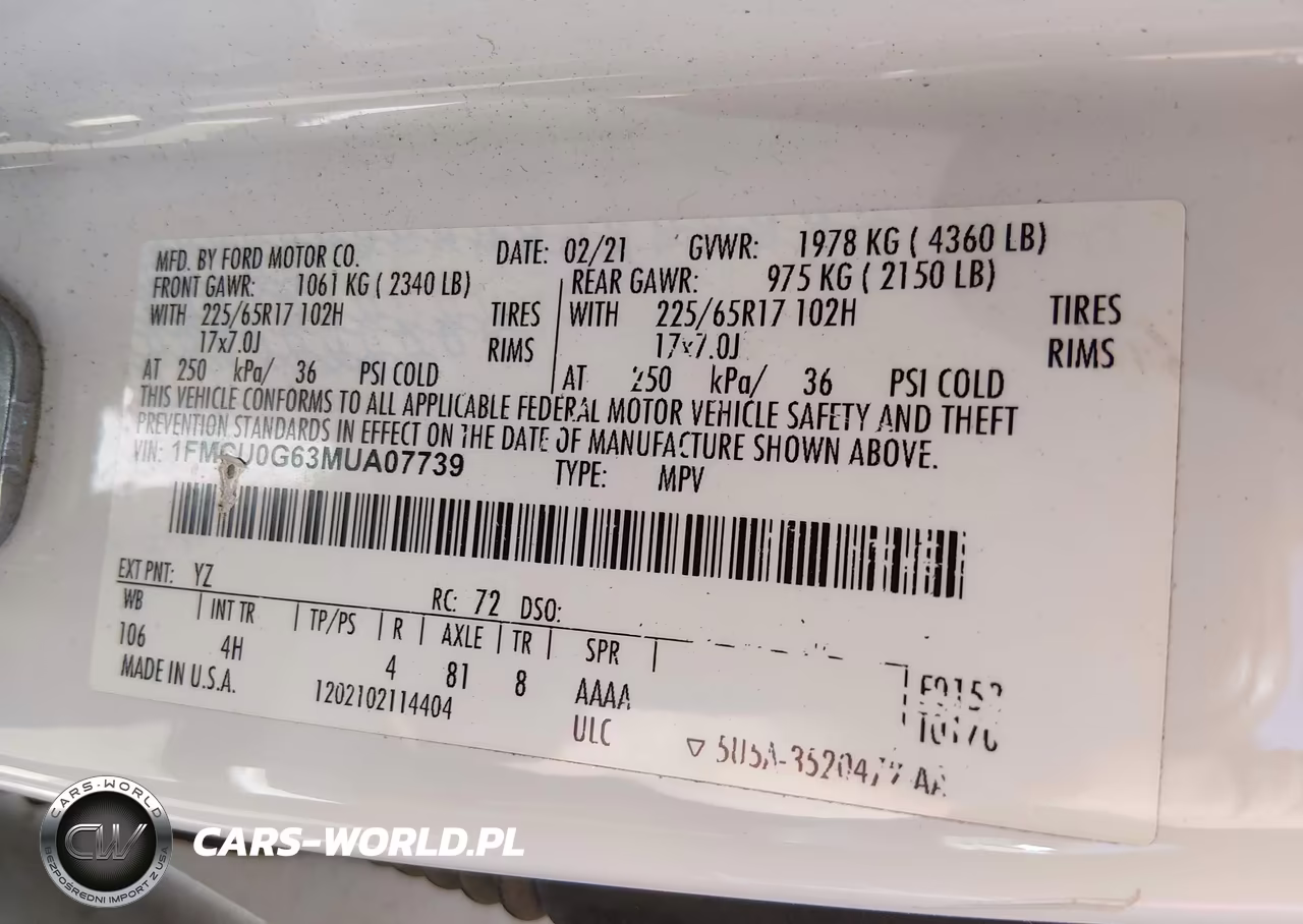 2021 Ford Escape Se VIN:1FMCU0G63MUA07739 - 9
