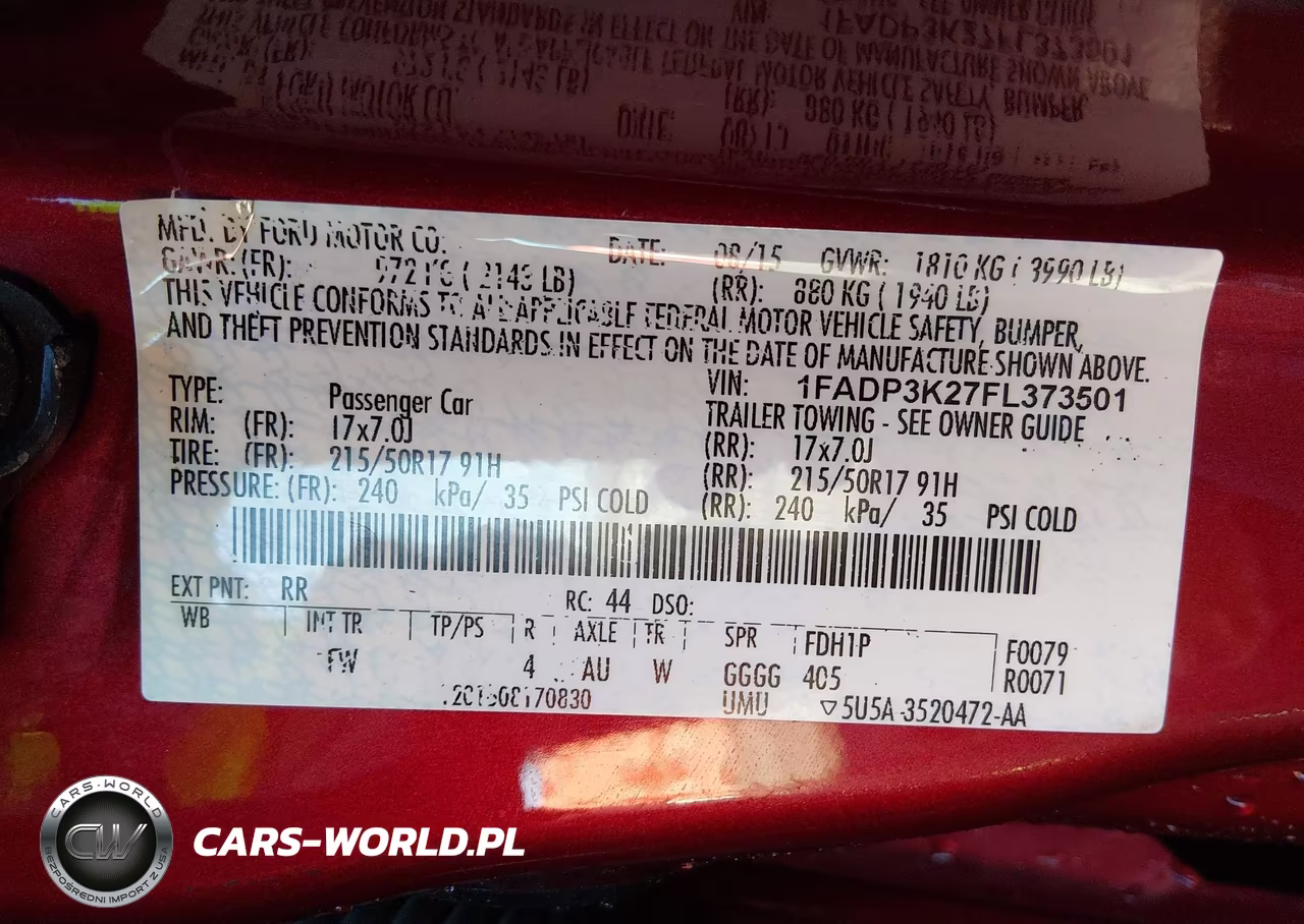 2015 Ford Focus Se VIN:1FADP3K27FL373501 - 9