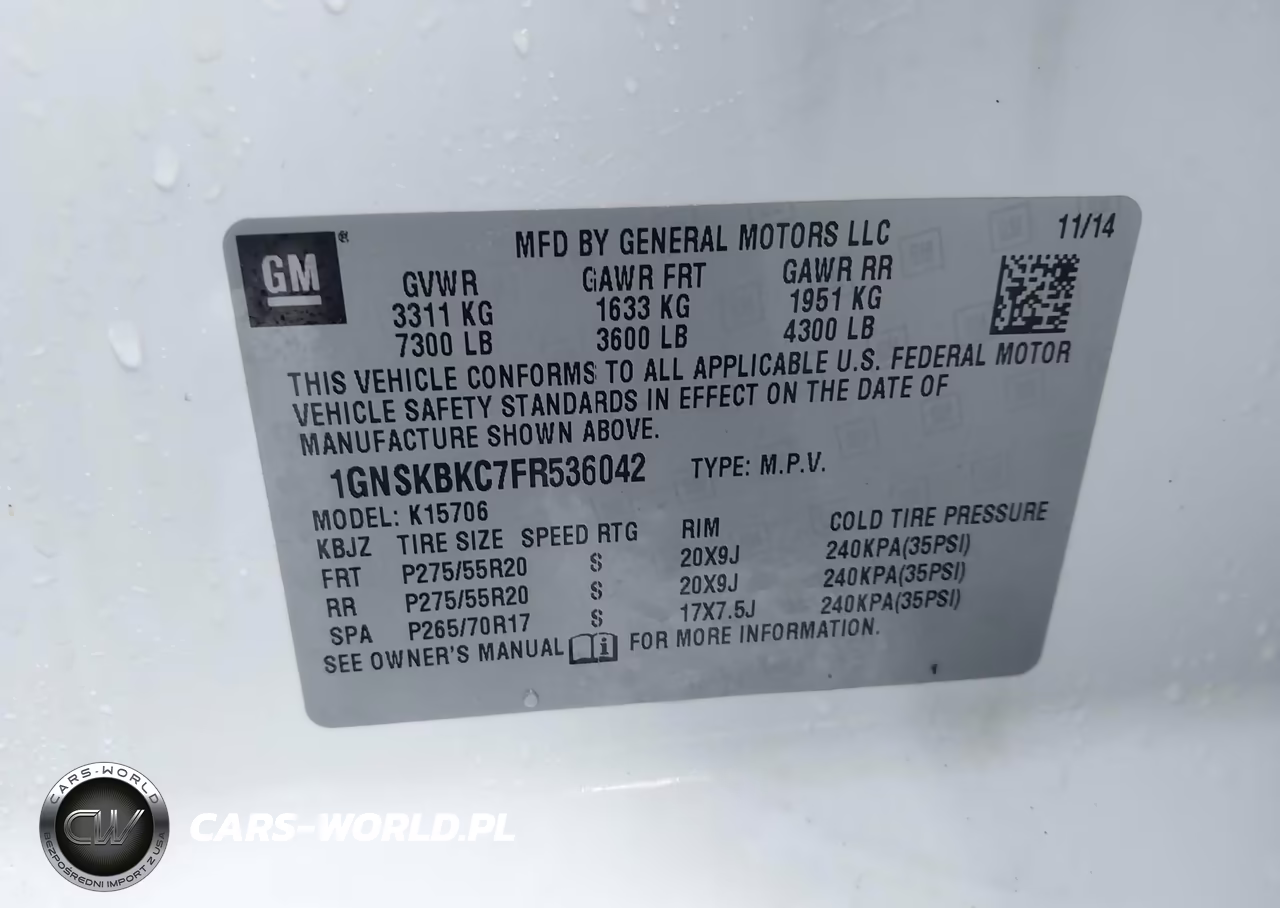 2015 Chevrolet Tahoe Lt VIN:1GNSKBKC7FR536042 - 9