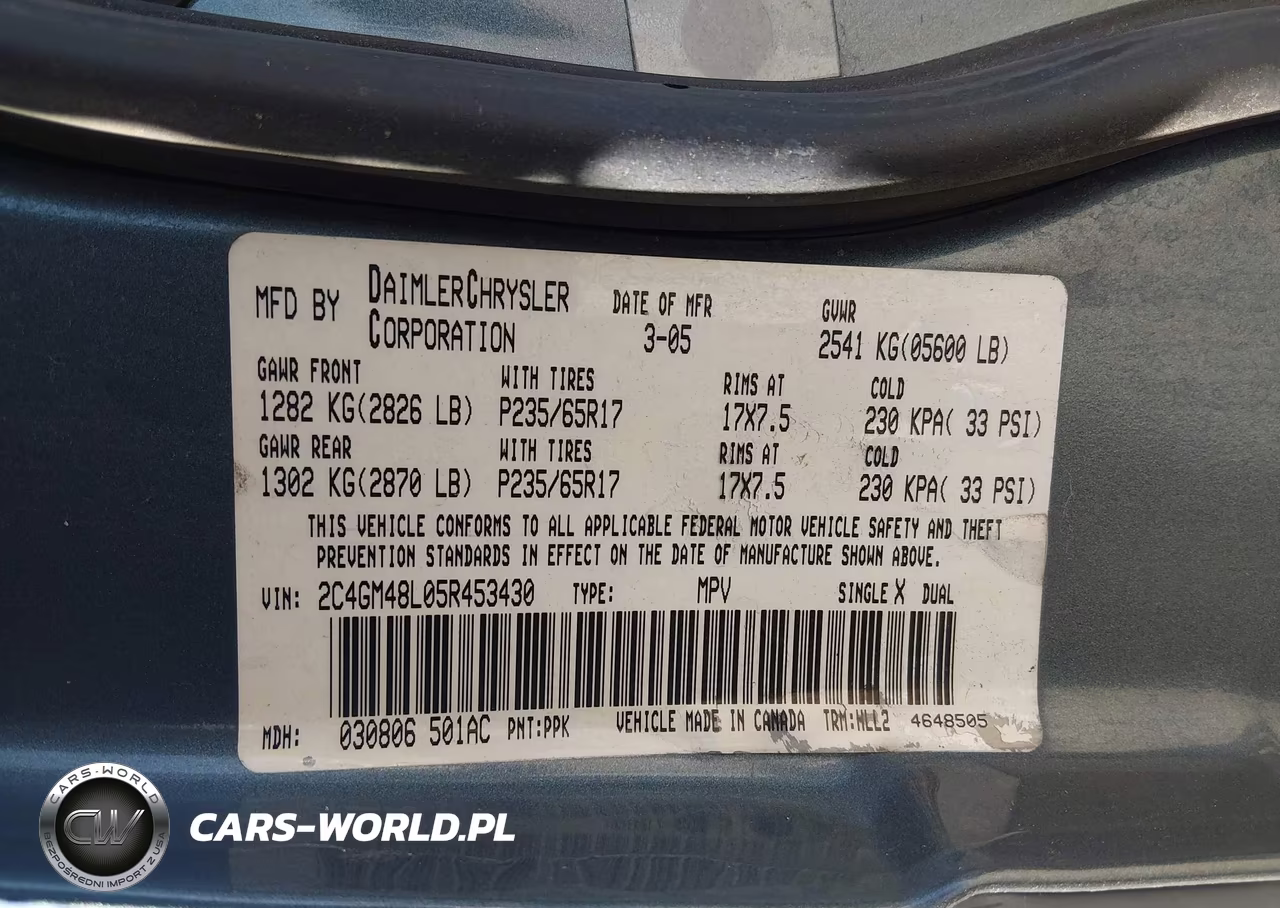 2005 Chrysler Pacifica VIN:2C4GM48L05R453430 - 9