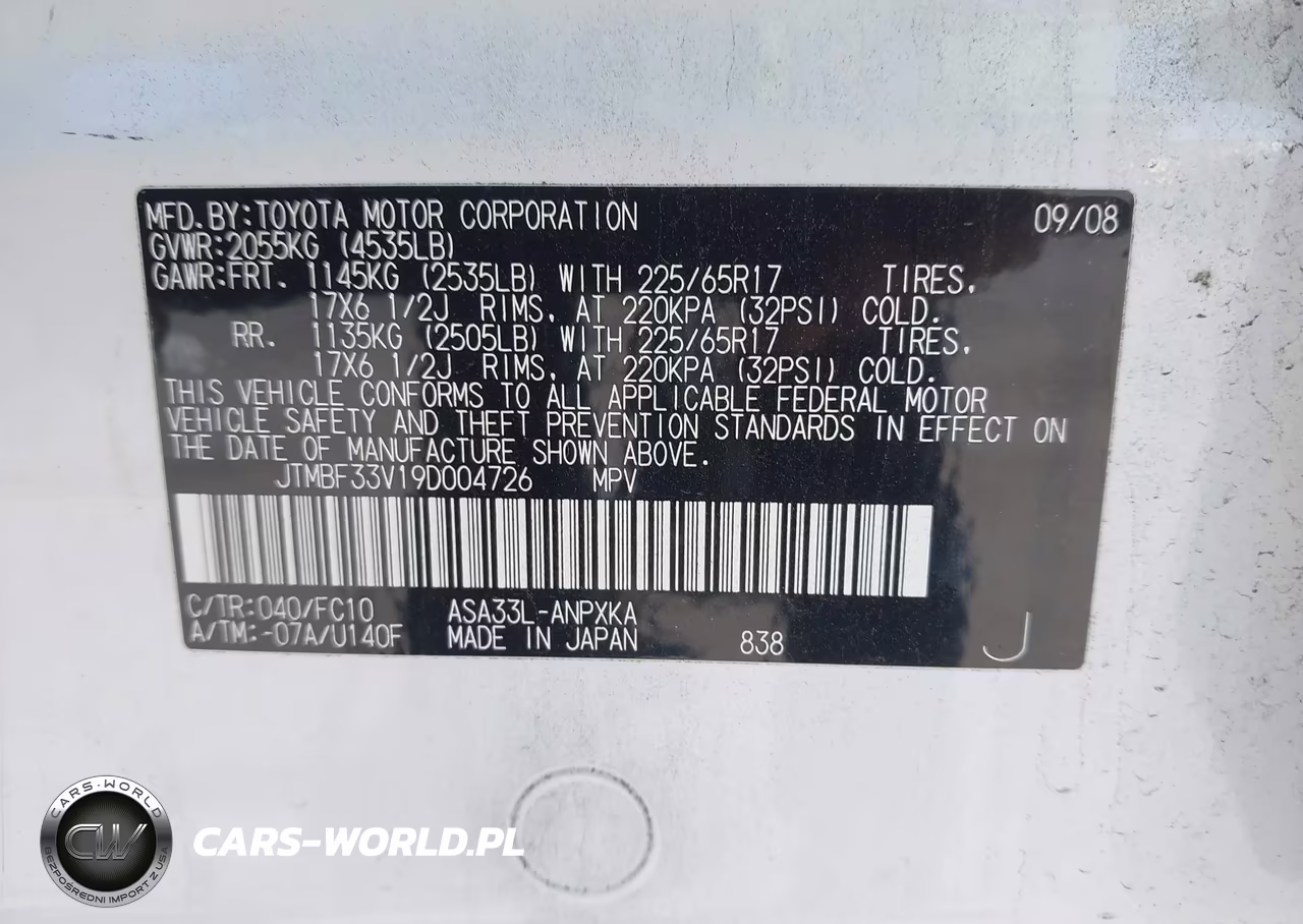 2009 Toyota Rav4 VIN:JTMBF33V19D004726 - 9