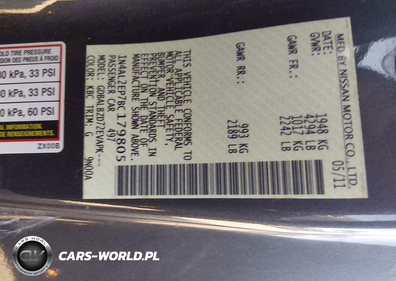 2011 Nissan Altima 2.5 S VIN:1N4AL2EP7BC179805 - 9