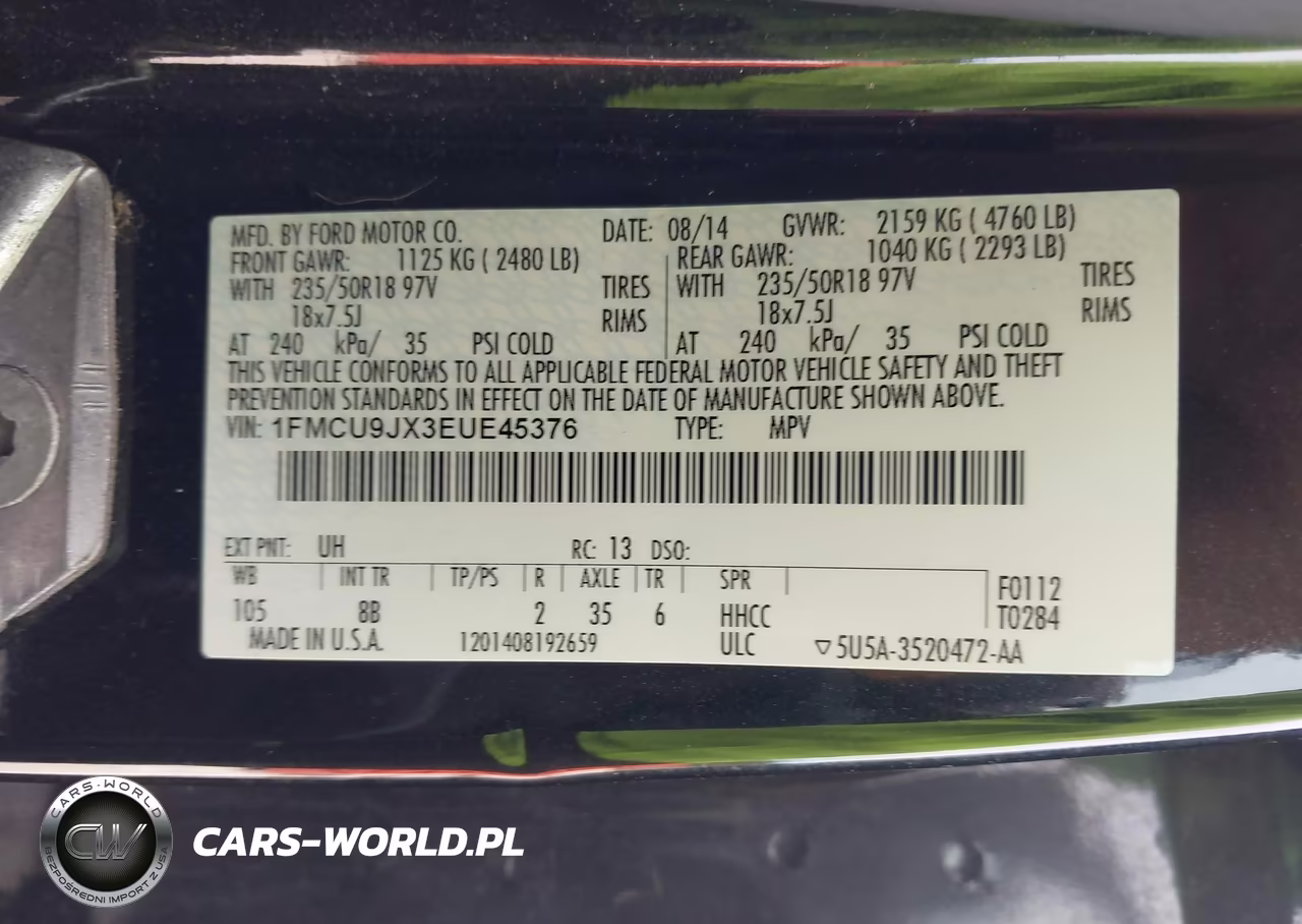 2014 Ford Escape Titanium VIN:1FMCU9JX3EUE45376 - 9
