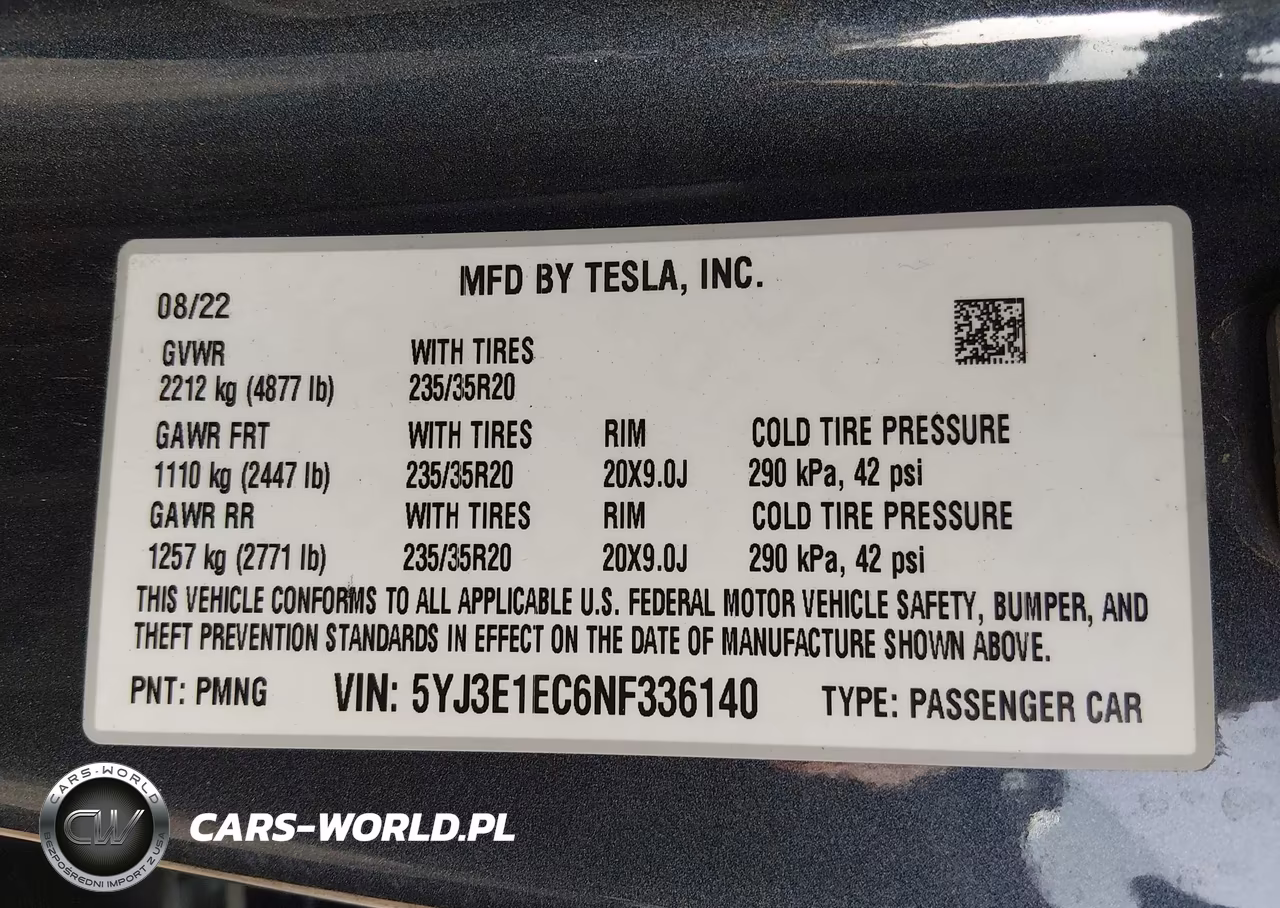 2022 Tesla Model 3 Performance Dual Motor All-Wheel Drive VIN:5YJ3E1EC6NF336140 - 9