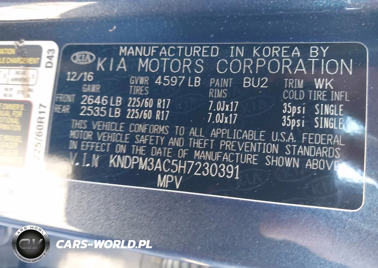 2017 Kia Sportage Lx VIN:KNDPM3AC5H7230391 - 9
