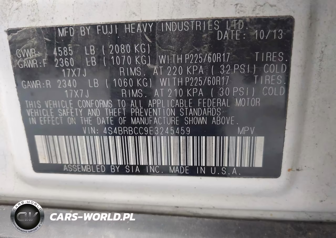 2014 Subaru Outback 2.5I Premium VIN:4S4BRBCC9E3245459 - 9