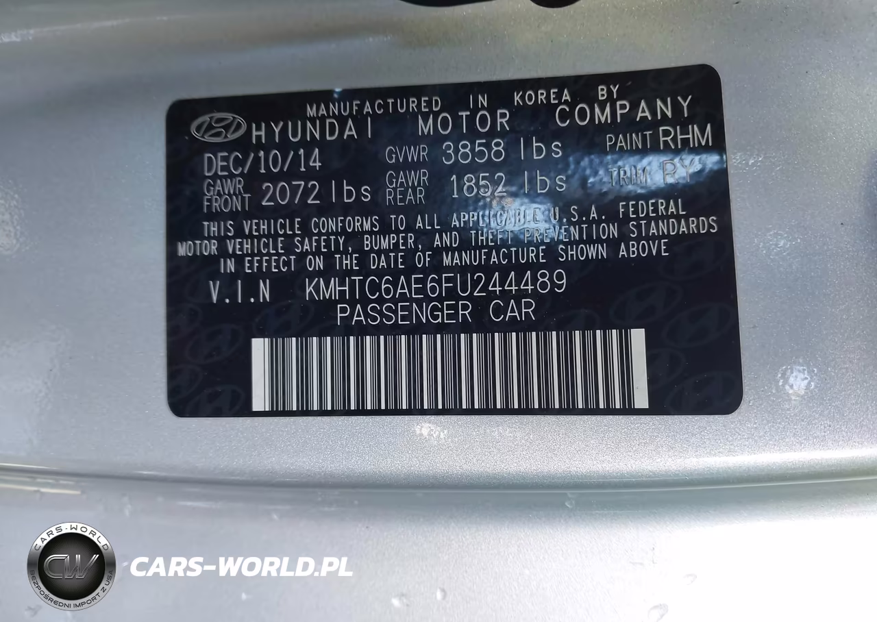 2015 Hyundai Veloster Turbo VIN:KMHTC6AE6FU244489 - 9