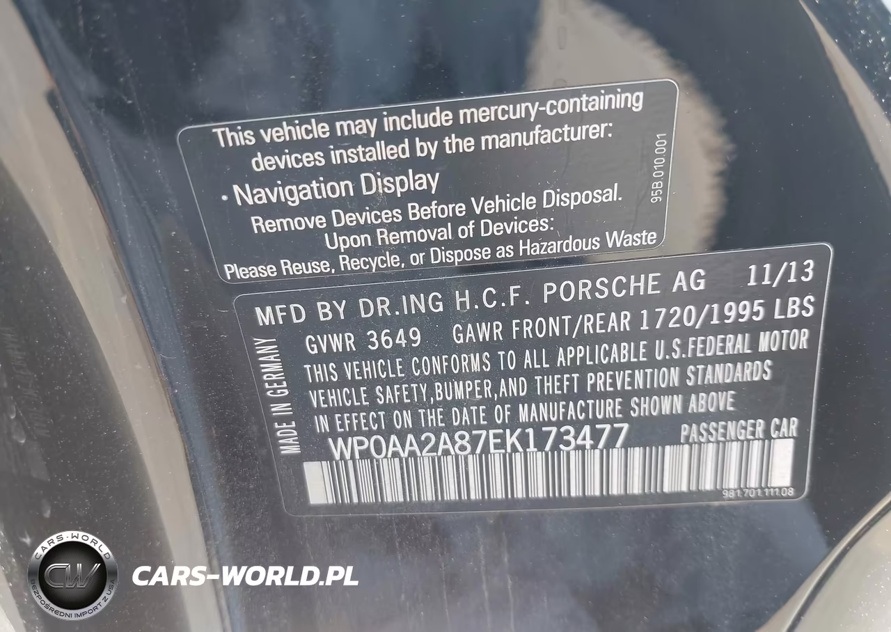 2014 Porsche Cayman VIN:WP0AA2A87EK173477 - 9