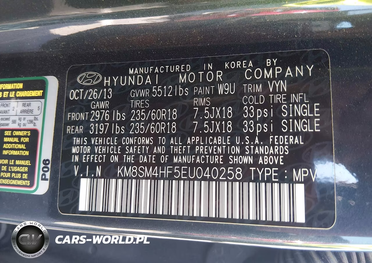 2014 Hyundai Santa Fe Gls VIN:KM8SM4HF5EU040258 - 9