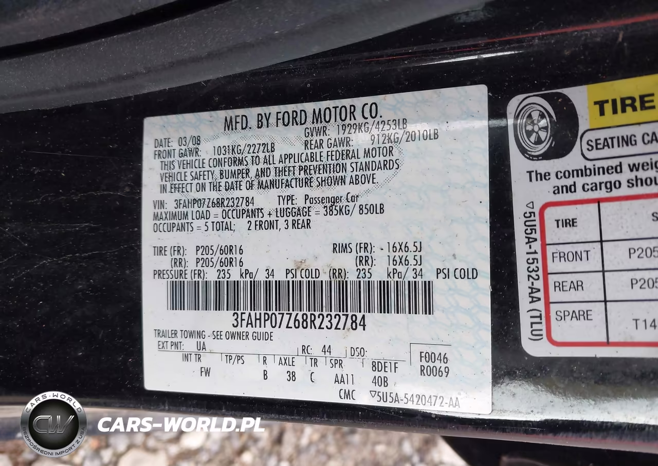 2008 Ford Fusion Se VIN:3FAHP07Z68R232784 - 9