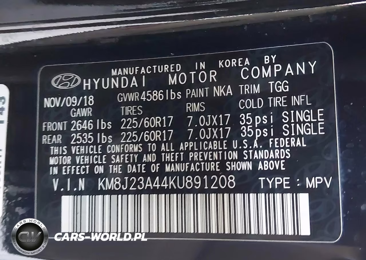 2019 Hyundai Tucson Se VIN:KM8J23A44KU891208 - 9