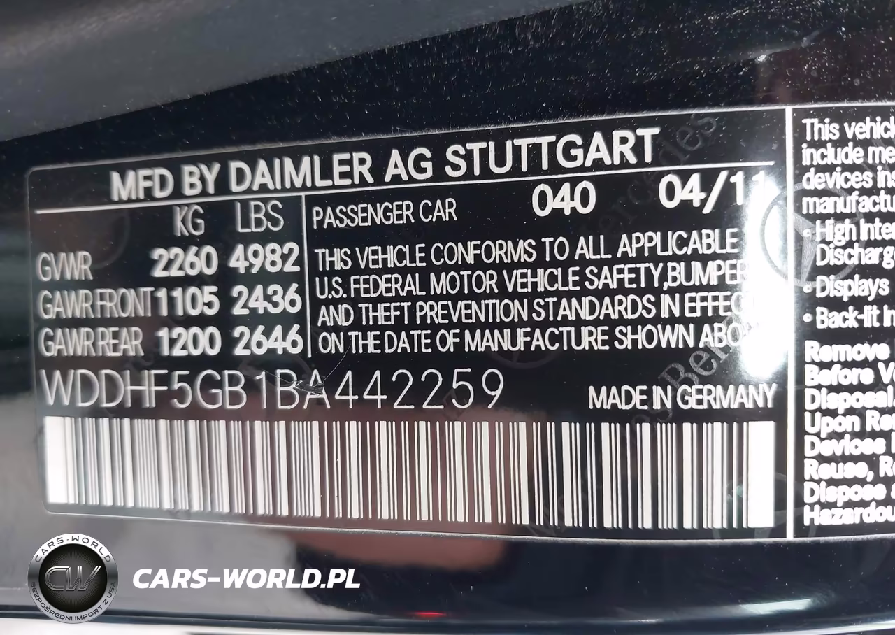 2011 Mercedes-Benz E 350 VIN:WDDHF5GB1BA442259 - 9