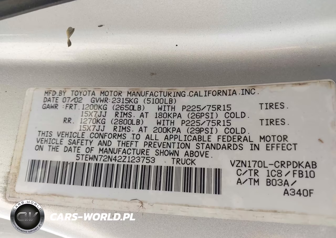 2002 Toyota Tacoma Base V6 VIN:5TEWN72N42Z123753 - 9