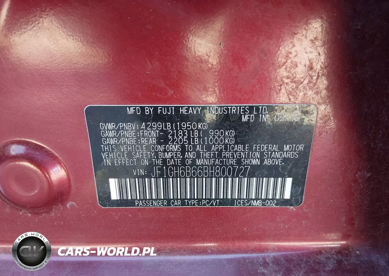 2011 Subaru Impreza 2.5I Premium VIN:JF1GH6B66BH800727 - 9