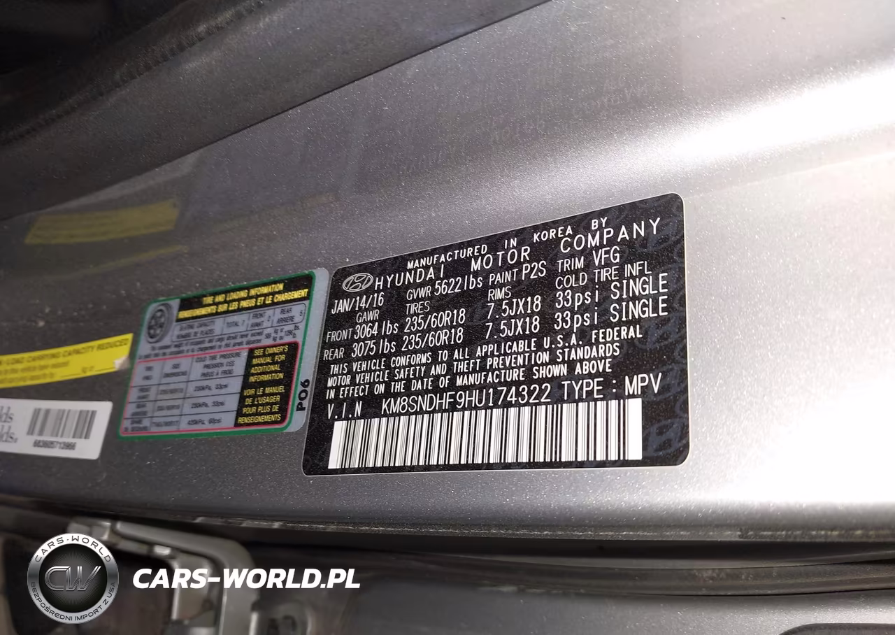 2017 Hyundai Santa Fe Se VIN:KM8SNDHF9HU174322 - 9