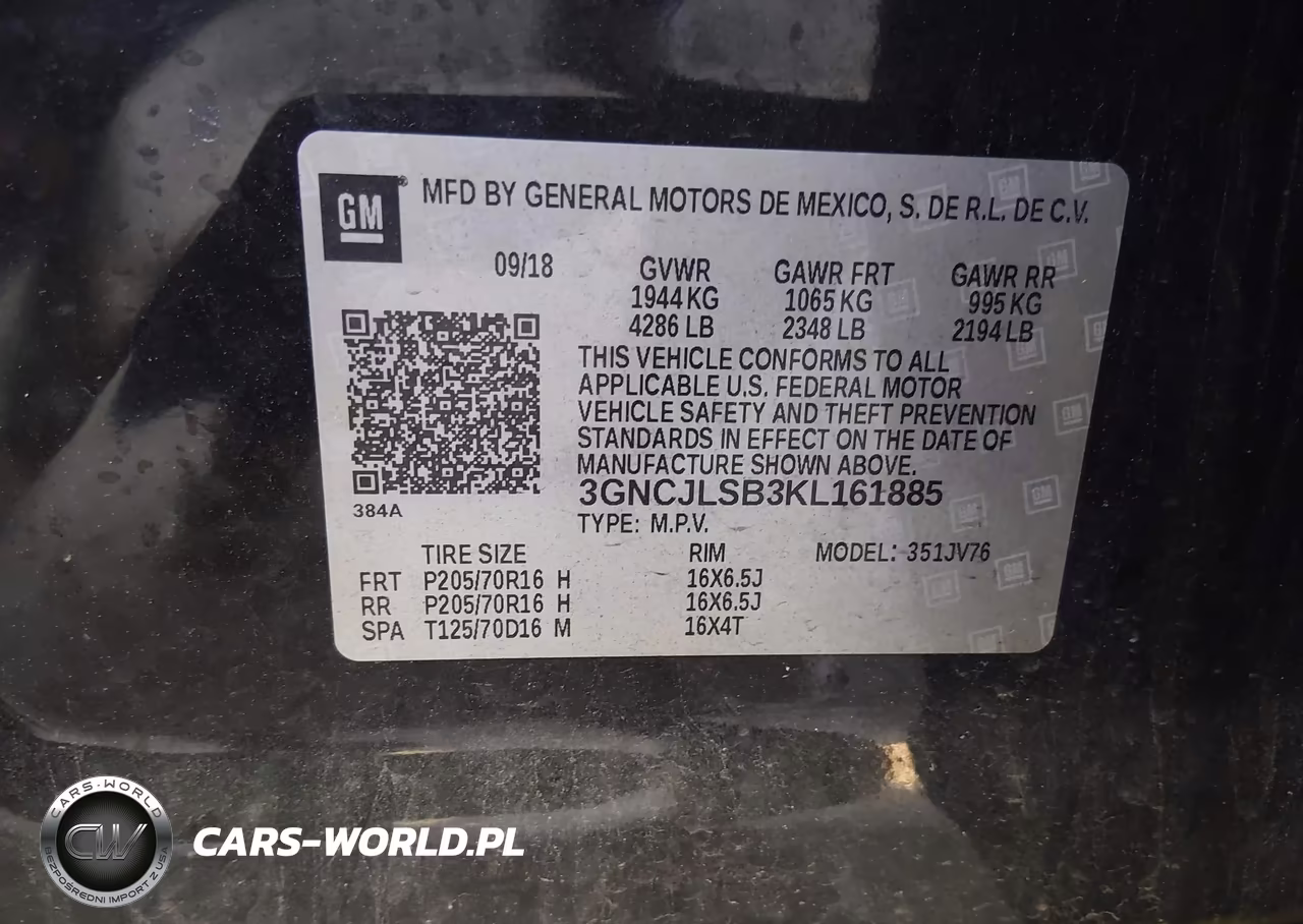 2019 Chevrolet Trax Lt VIN:3GNCJLSB3KL161885 - 9