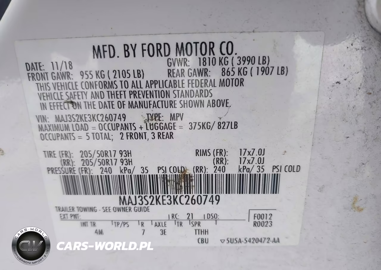 2019 Ford Ecosport Titanium VIN:MAJ3S2KE3KC260749 - 9