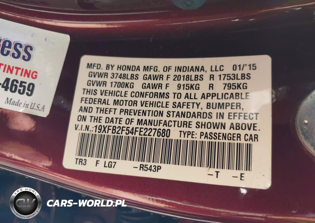 2015 Honda Civic Lx VIN:19XFB2F54FE227680 - 9
