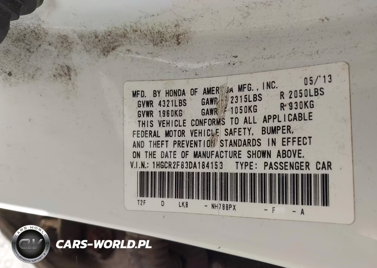 2013 Honda Accord Ex-L VIN:1HGCR2F83DA184153 - 9