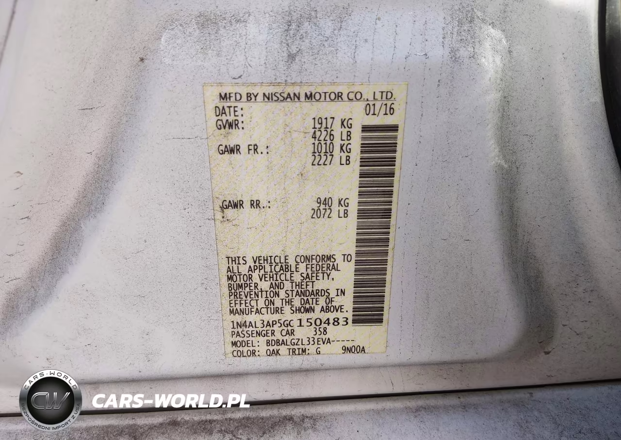 2016 Nissan Altima 2.5-2.5 S-2.5 Sl-2.5 Sr-2.5 Sv VIN:1N4AL3AP5GC150483 - 9
