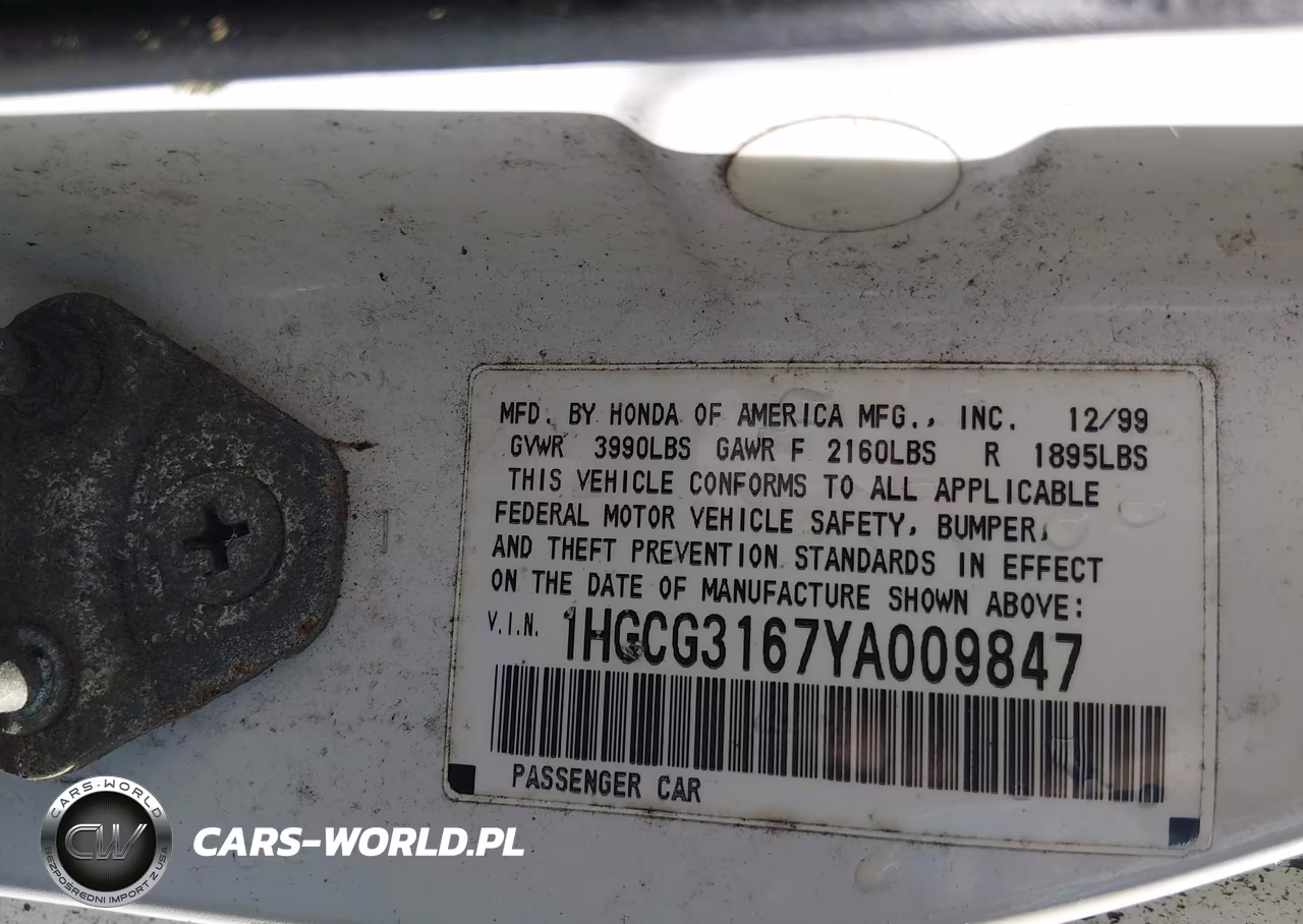 2000 Honda Accord 2.3 Ex VIN:1HGCG3167YA009847 - 9