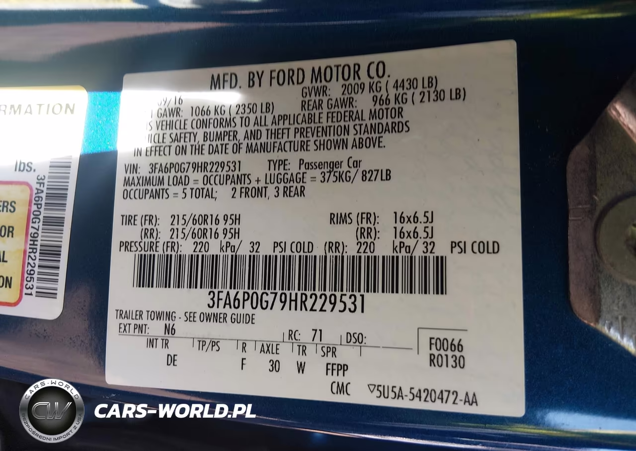 2017 Ford Fusion S VIN:3FA6P0G79HR229531 - 9